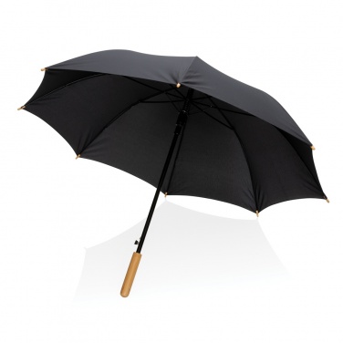 Logotrade corporate gift picture of: 23" Impact AWARE™ RPET 190T auto open bamboo umbrella