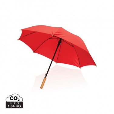 Logo trade advertising product photo of: 23" Impact AWARE™ RPET 190T auto open bamboo umbrella