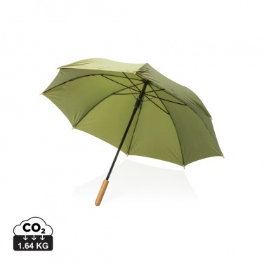 Logotrade promotional gift image of: 23" Impact AWARE™ RPET 190T auto open bamboo umbrella