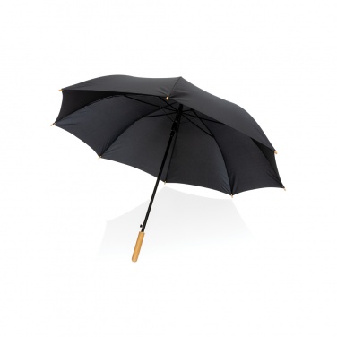 Logo trade promotional gift photo of: 27" Impact AWARE™ RPET 190T auto open bamboo umbrella