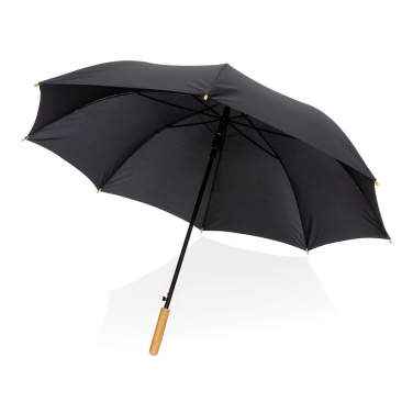 Logo trade promotional giveaways picture of: 27" Impact AWARE™ RPET 190T auto open bamboo umbrella