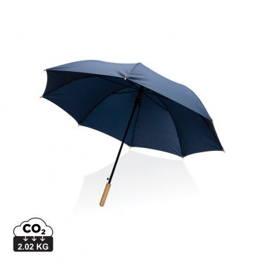 Logo trade promotional products picture of: 27" Impact AWARE™ RPET 190T auto open bamboo umbrella