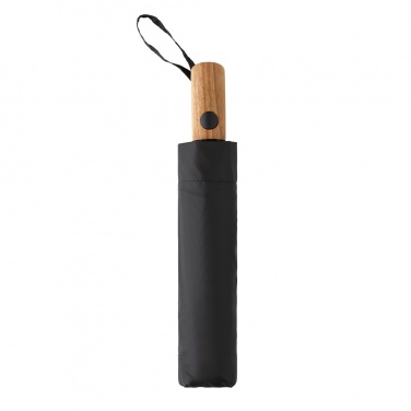 Logotrade promotional merchandise photo of: Kaycey 21" AWARE™ RPET Acacia wood mini auto open umbrella