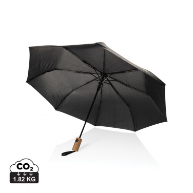 Logotrade corporate gift picture of: Kaycey 21" AWARE™ RPET Acacia wood mini auto open umbrella