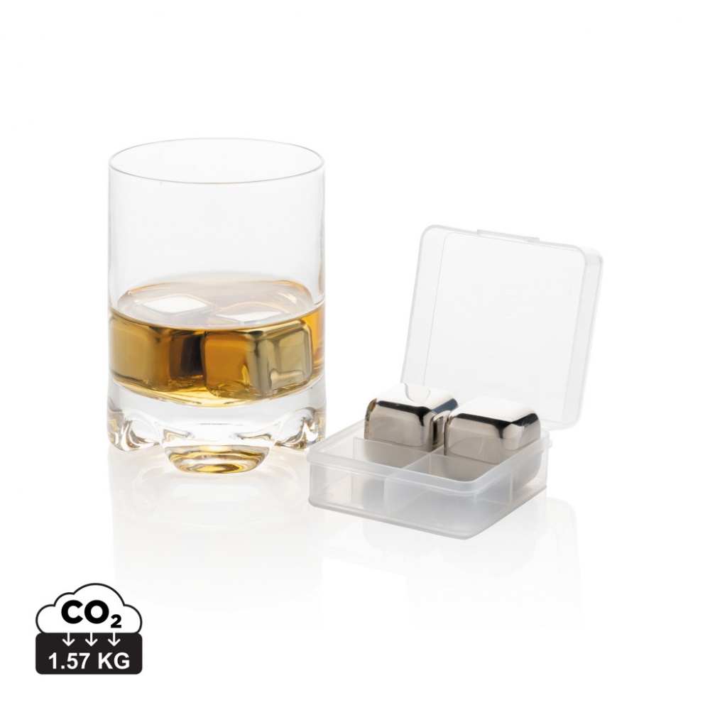 Logo trade business gift photo of: Re-usable stainless steel ice cubes 4pc