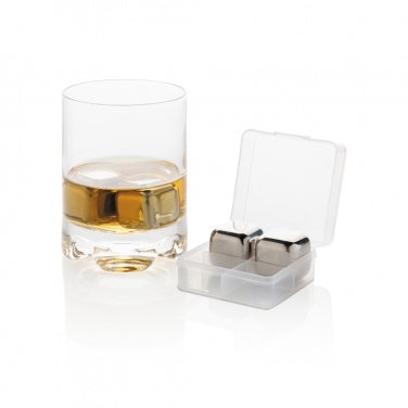 Logo trade promotional merchandise photo of: Re-usable stainless steel ice cubes 4pc