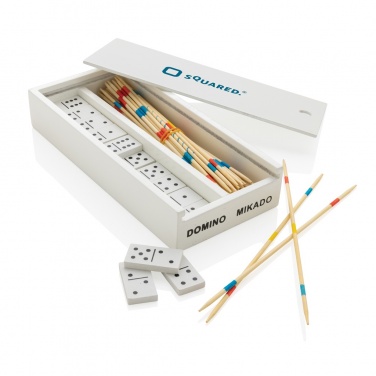 Logo trade promotional gifts picture of: Deluxe mikado/domino in wooden box