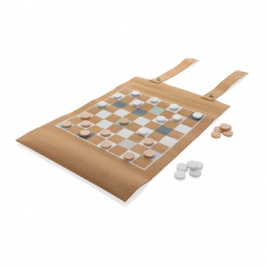 Logo trade promotional merchandise picture of: Britton cork foldable backgammon and checkers game set