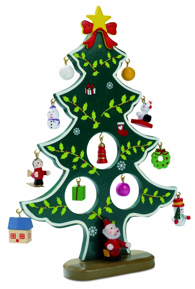 Logo trade promotional giveaways image of: Wooden xmas tree decoration