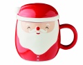 Ceramic mug with lid 370 ml, Red