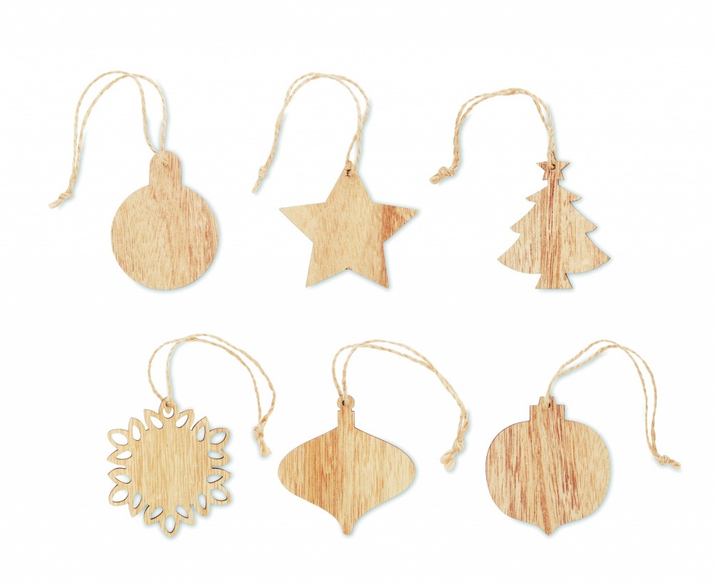 Logotrade promotional merchandise photo of: Set of wooden Xmas ornaments