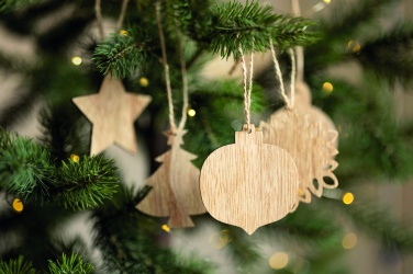 Logo trade promotional merchandise image of: Set of wooden Xmas ornaments