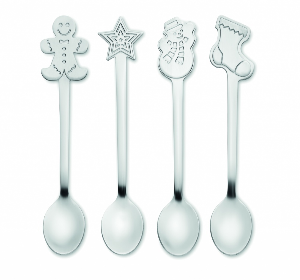 Logo trade advertising products image of: Set of 4 Christmas tea spoon