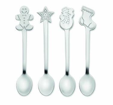 Logo trade business gift photo of: Set of 4 Christmas tea spoon