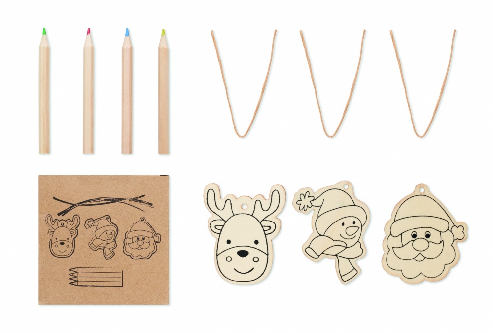 Logotrade promotional products photo of: Drawing wooden ornaments set