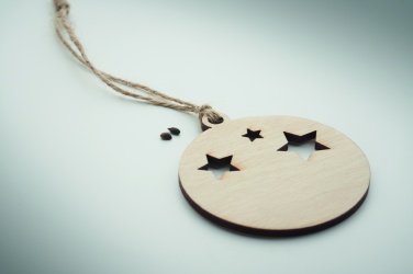 Logo trade promotional gifts picture of: Wooden bauble shape hanger