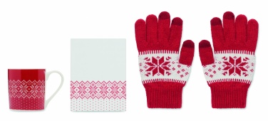 Logo trade corporate gifts image of: Winter gift mug and gloves set