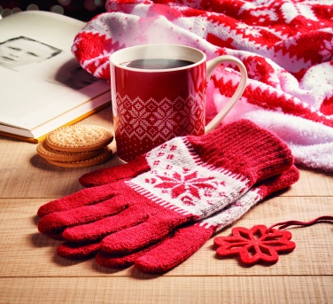 Logo trade corporate gifts image of: Winter gift mug and gloves set