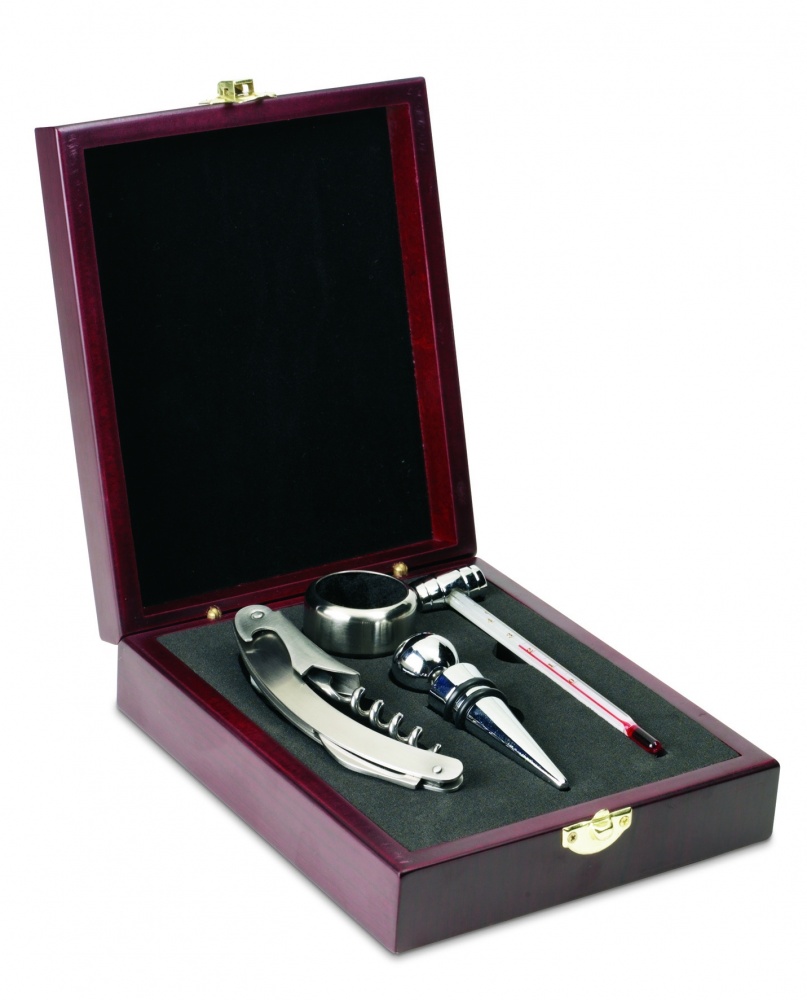 Logo trade promotional items image of: Classic wine set in wooden box