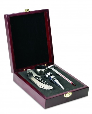 Logo trade promotional giveaways picture of: Classic wine set in wooden box