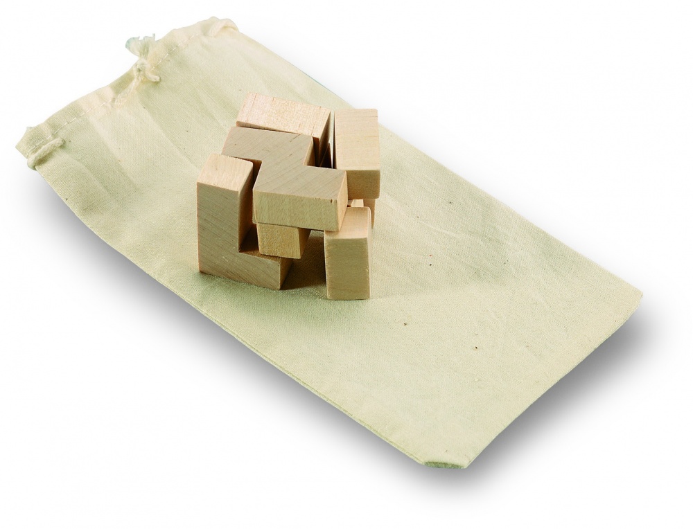 Logo trade promotional merchandise image of: Wooden puzzle in cotton pouch