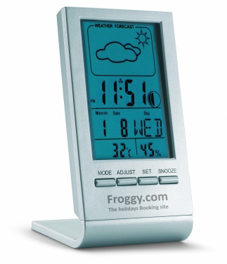 Logo trade corporate gifts image of: Weather station with blue LCD