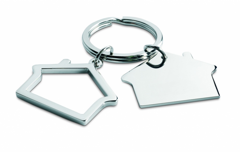 Logotrade promotional merchandise picture of: Metal key ring house shape Jyvaskyla