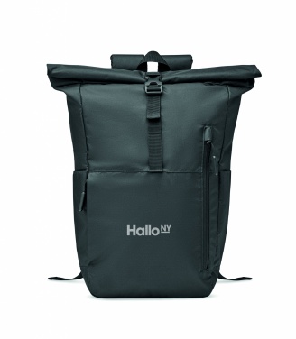 Logo trade promotional gifts image of: 300D RPET rolltop backpack