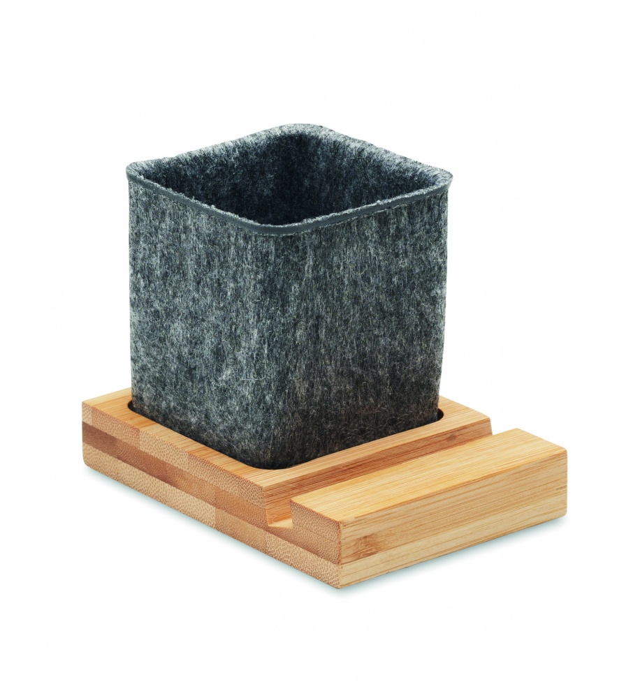 Logotrade promotional item image of: RPET felt pen pot phone stand