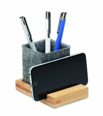 Logo trade corporate gift photo of: RPET felt pen pot phone stand