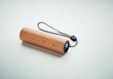 Logo trade promotional gift photo of: Beech wood rechargeable torch