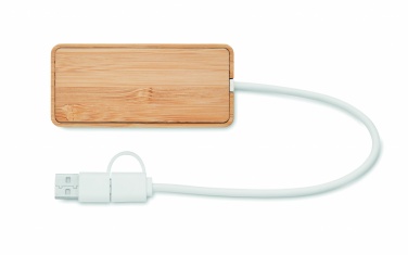 Logo trade promotional gifts picture of: Bamboo USB 3 ports hub