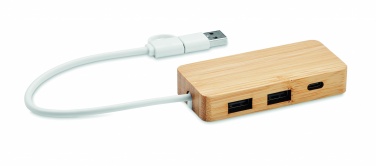 Logo trade promotional merchandise picture of: Bamboo USB 3 ports hub