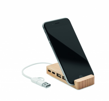 Logotrade promotional product picture of: Bamboo USB 4 ports hub