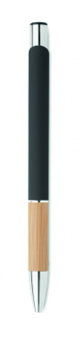 Logotrade corporate gift image of: Ballpoint pen made of aluminum with a bamboo grip