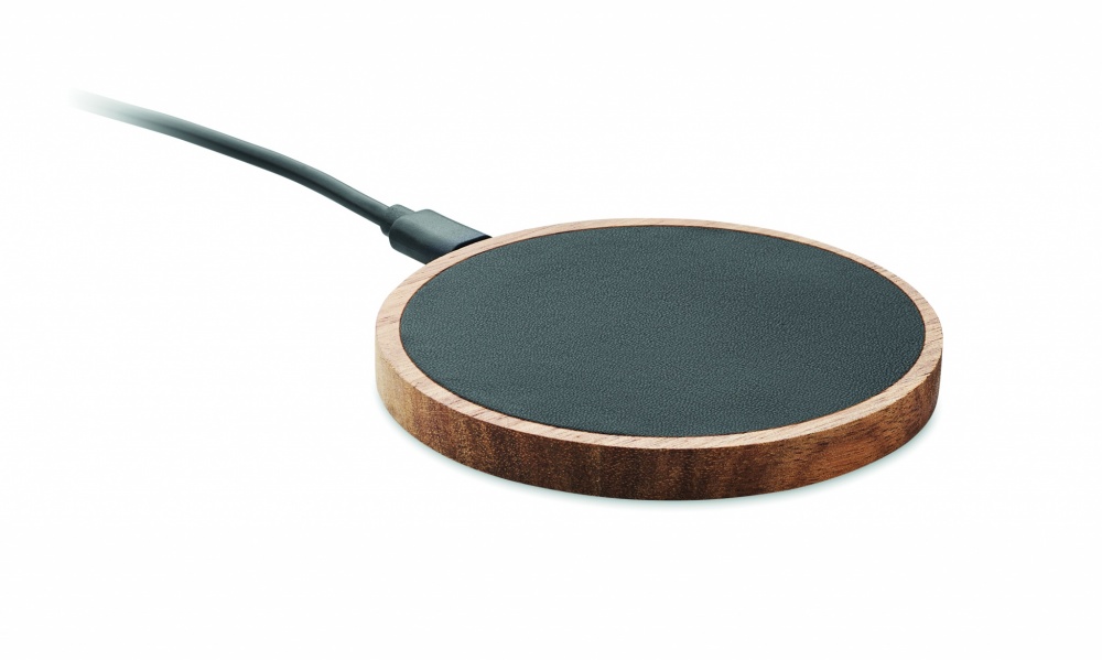 Logo trade promotional giveaway photo of: Wireless charger in acacia 15W