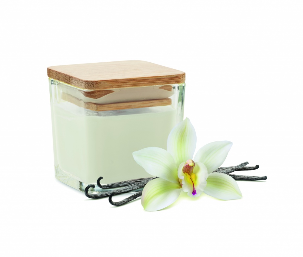 Logo trade corporate gift photo of: Squared fragranced candle 50gr