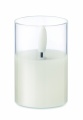 LED wax candle in glass holder, White