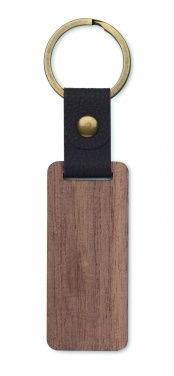 Logo trade promotional giveaway photo of: Key ring in walnut and PU