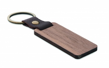 Logo trade promotional gifts image of: Key ring in walnut and PU