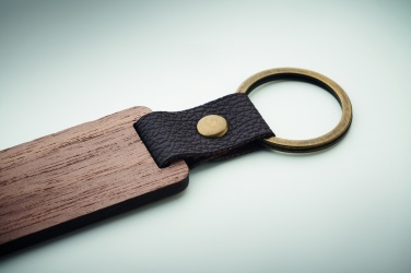 Logo trade promotional giveaway photo of: Key ring in walnut and PU Kokkola