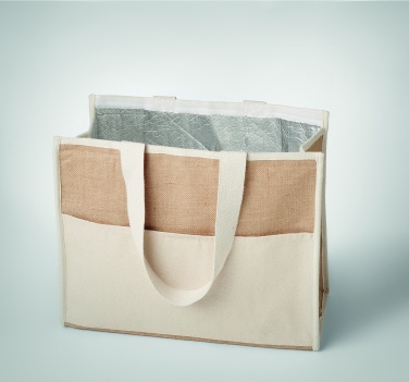 Logo trade advertising products image of: Jute and canvas cooler bag