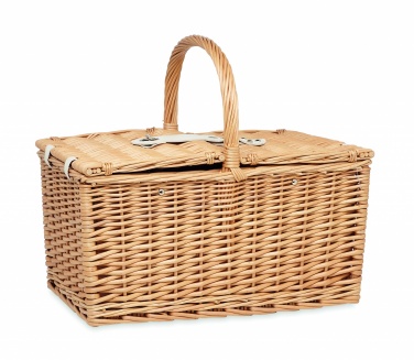 Logo trade promotional giveaways image of: Wicker picnic basket 4 people