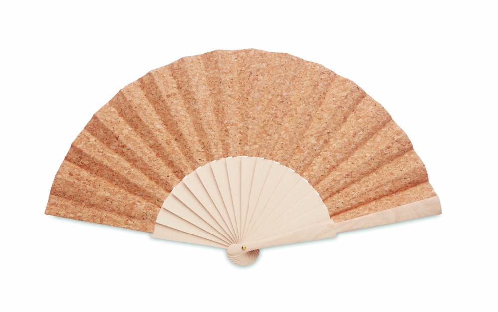 Logotrade promotional products photo of: Wood hand fan with cork fabric