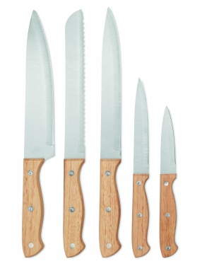 Logo trade promotional merchandise picture of: 5 piece knife set in base