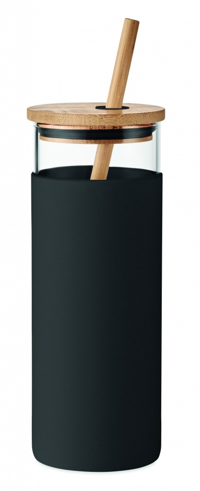 Logo trade promotional merchandise photo of: Glass tumbler 450ml bamboo lid