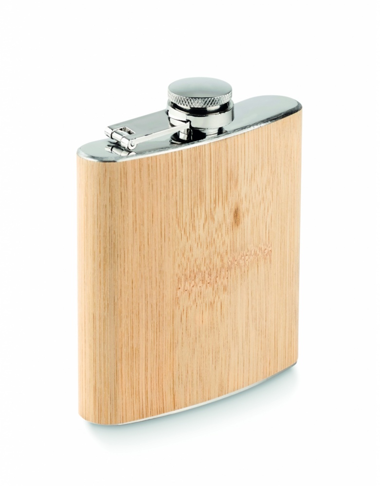 Logo trade promotional merchandise image of: Bamboo slim hip flask 170ml