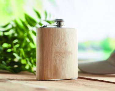 Logo trade promotional giveaways picture of: Bamboo slim hip flask 170ml