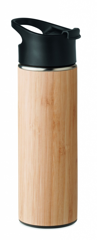 Logo trade promotional giveaways image of: Double wall bamboo flask 450ml