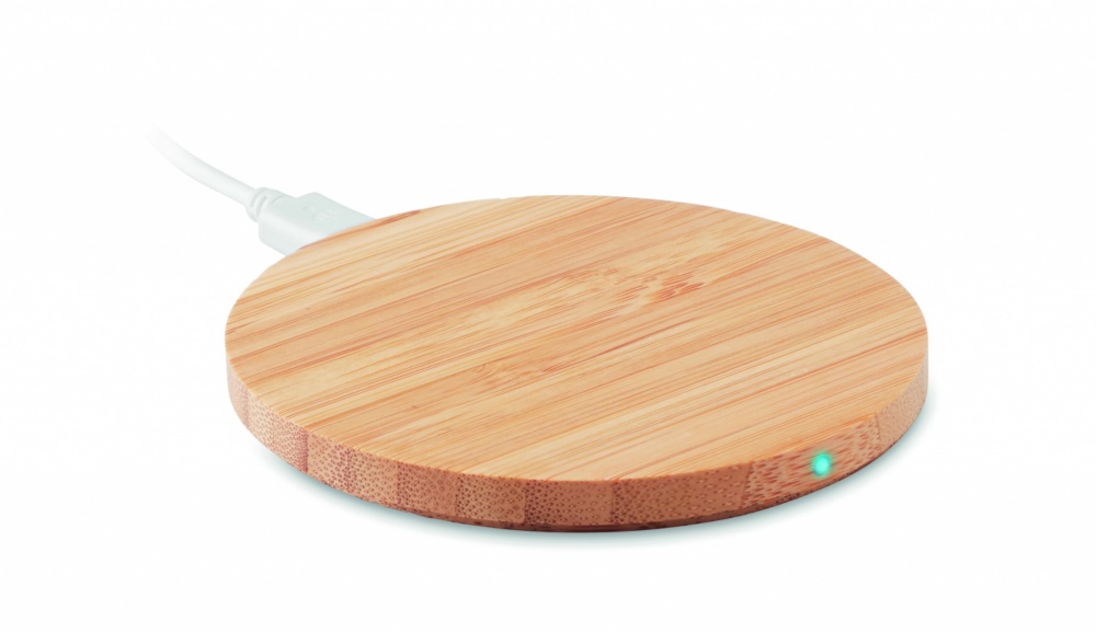 Logotrade corporate gift image of: Wireless charger bamboo 10W RUNDO +